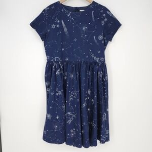 Lands' End Girls Navy Blue Celestial Constellation Cotton Dress Size 16 Plus